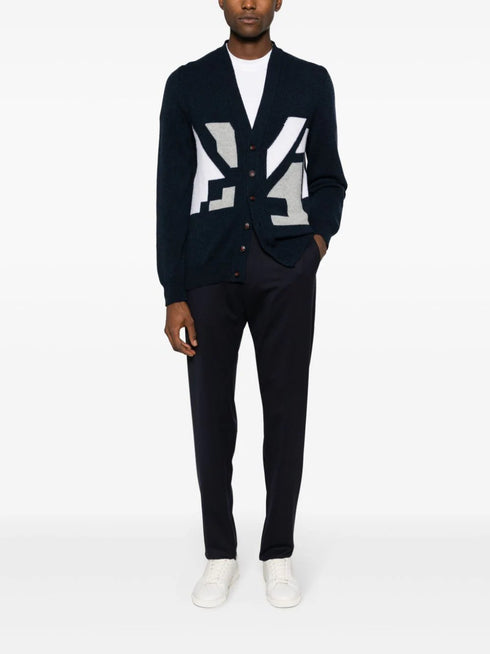 logo-patch cotton tapered trousers